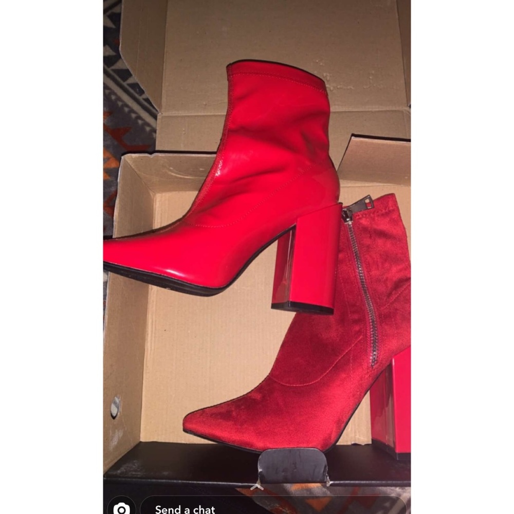 Fashion nova red booties